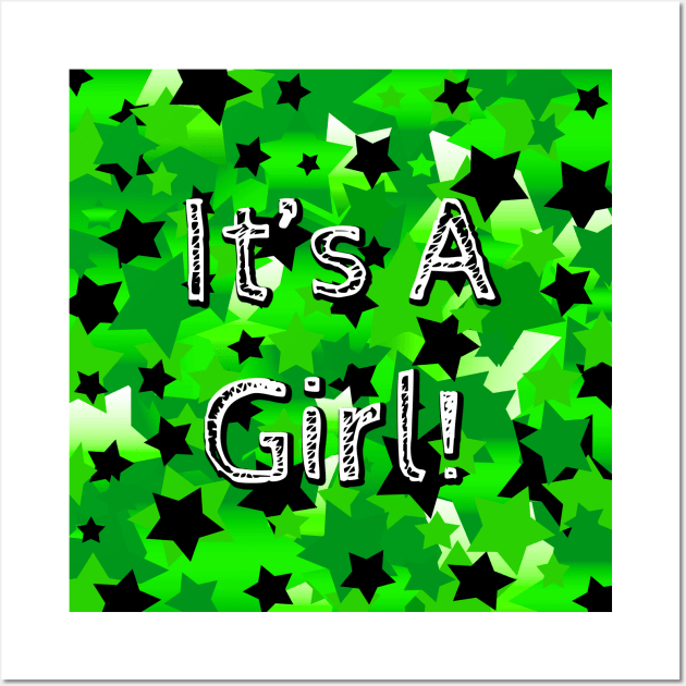 It's A Girl! Stars In Greens Wall Art by BlakCircleGirl